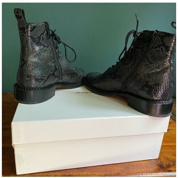 VINCE Cabria Python-Print Leather Booties Lace Up Size 8 - Picture 5 of 12